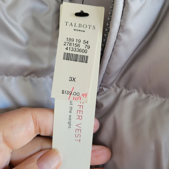 Talbots Womens Quilted Down Puffer  Vest Size 3X silver - Picture 4 of 6